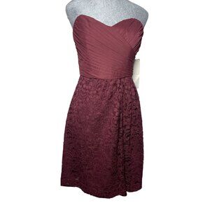David's Bridal Strapless Burgundy Dress